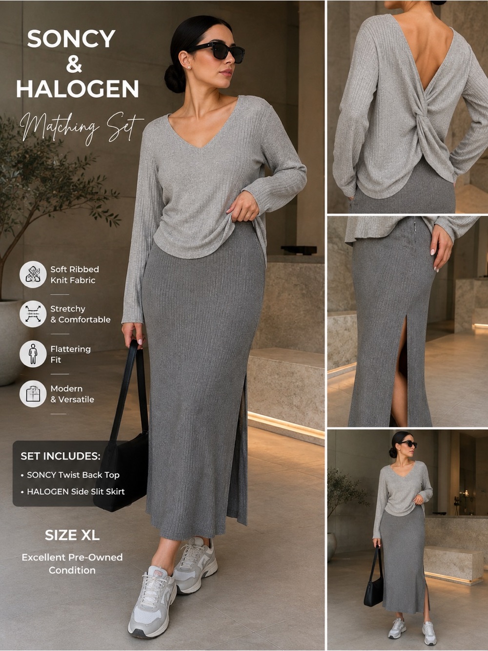 Halogen skirt & Sonny top 2 tone set